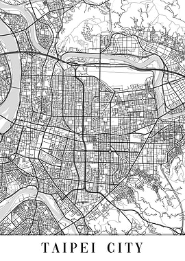 Taipei City White Map