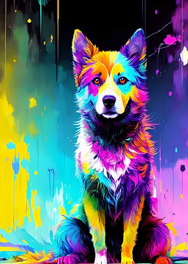 ABSTRACT COLORFUL DOG