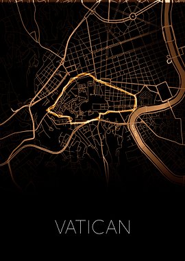 Vatican map black orange
