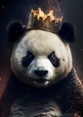 wild panda with crown