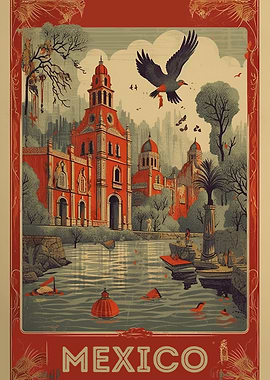 Vintage Travel Mexico Post