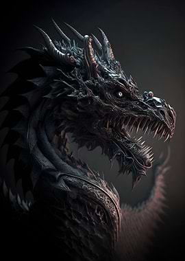Dark black dragon poster