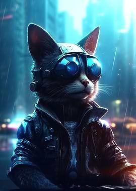 Futuristic cyborg cat