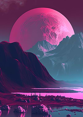 mountains moon space