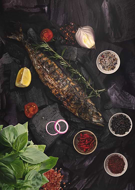 Grilled trout with spices