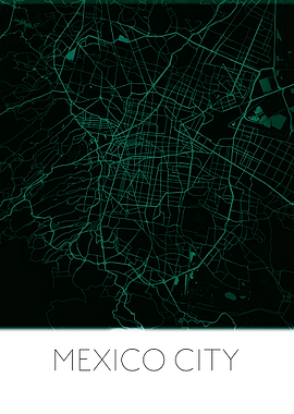 Mexico City dark green map