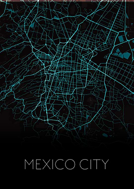 Mexico City dark teal map