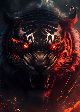 angry wild tiger head art