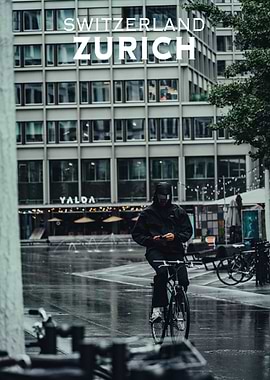 Bicycle through the rain