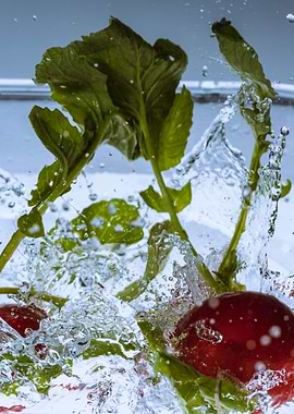 2 radishes splashing