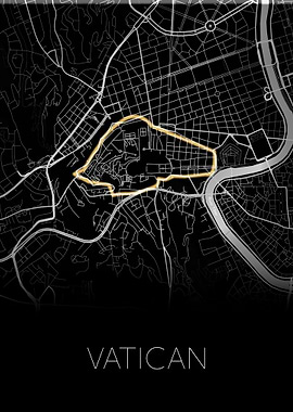 Vatican city map black
