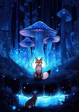 Magical forest foxes