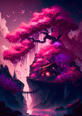 cherry blossom the lake