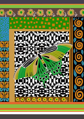 Patterned Green Butterfly