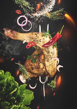 Chicken leg on skewer