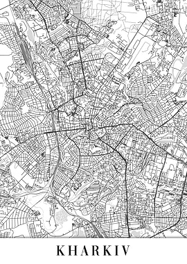 Kharkiv Kharkov White Map