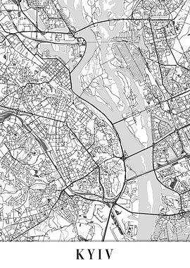 Kyiv Kiev White Map