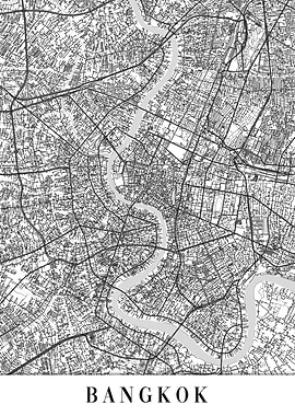 Bangkok White Map