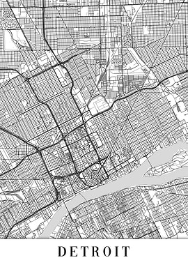 Detroit White Map