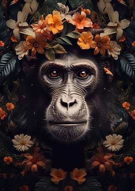 Monkey in the jungle art