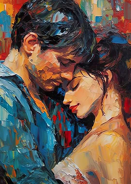 Loving couple watercolor