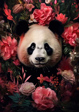 Panda in the jungle pink