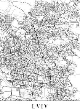 Lviv Lvov White Map