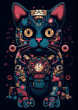 Cyborg Maneki Neko Cat