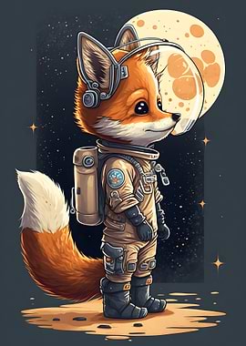 Cute fox astronaut