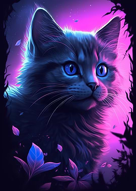 Cat Kitten Purple Glow