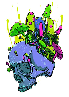 Trippy Mushroom Skull Vibe