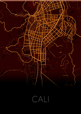 Cali Colombia red city map