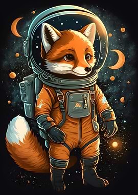 Cute fox astronaut
