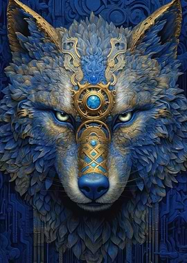 Blue Neon Wolf