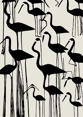 Black Ink Cranes