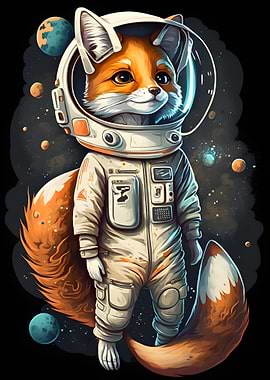 Cute fox astronaut