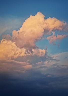 Sunlit cumulus storm cloud