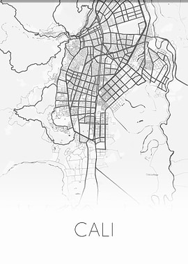 Cali Colombia white map