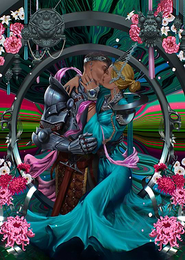 Magic couple kissing