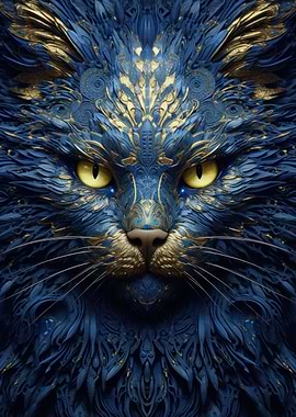 Blue Tribal Cat