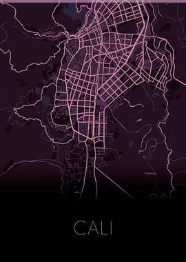 Cali Colombia neon map