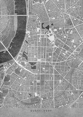 Dusseldorf center gray map