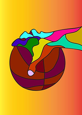 Hand and basketball Popart