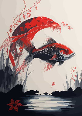 Japanese Koi Carp Painting