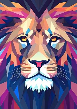 Vibrant Abstract Lion Face