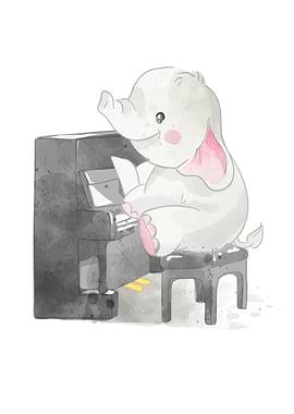 Cartoon elephant pianist