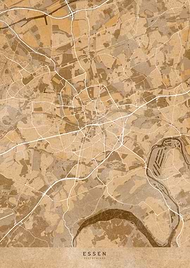 Map of Essen sepia vintage