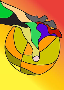 Hand and basketball Popart