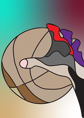 Hand and basketball Popart