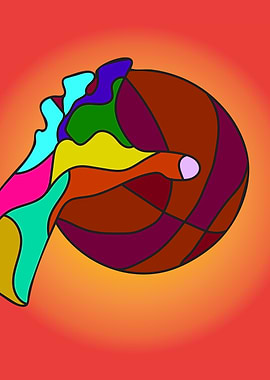 Hand and basketball Popart